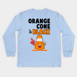 Traffic Cone Lifestyle - Orange Cone Is The New Black Kids Long Sleeve T-Shirt